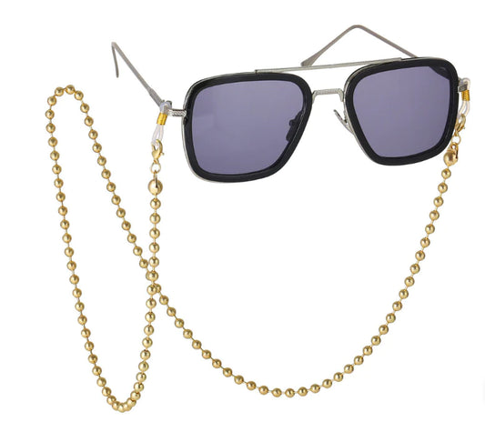 Cadena Gafas perla dorada grande #17